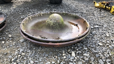 2 mexican hat cast iron pig feeders