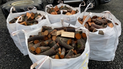 4 tote bags of firewood