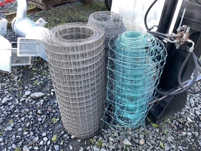 3 rolls of wire 1 of which is galvinised link wire