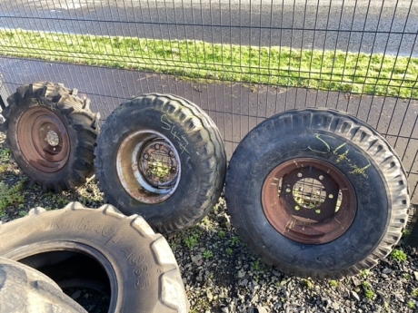 3 implement rims + tyres various sizes