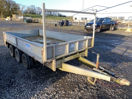 Dale Kane flatbed trailer 12ft x 6ft, tri axle, wooden floor, lights all working, comes with steel loading ramps