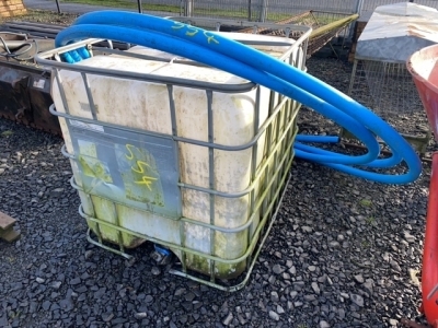 1000L cube with length of blue piping 13m approx