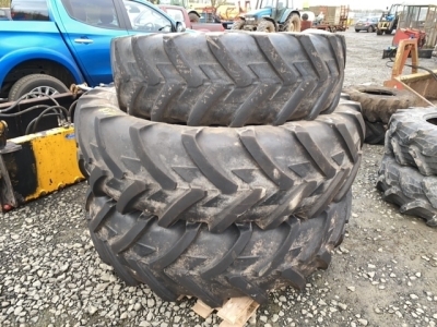 2 x 18.4x38 Rear Tractor Tyres and 1 x 14.9x28 Front Tyre