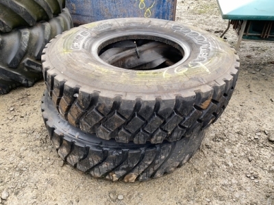 2 x Goodyear 1200 x 20 industrial tyres complete with tubes