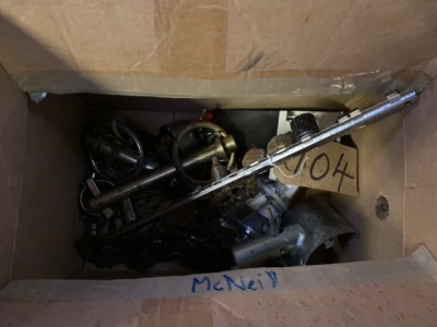 Box lot of pins + chains etc