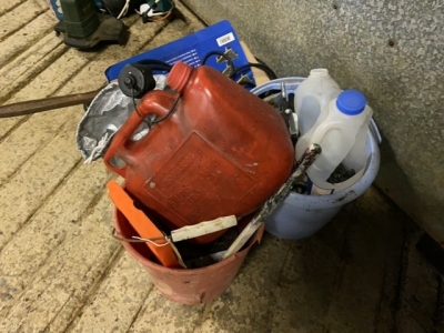 3 Tubs of Brackets Leads, shifting spanners etc