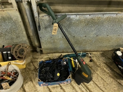 Job lot Electric Chain Saw, Battery Chargers & Strimmer