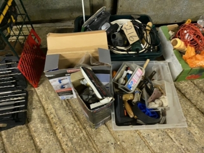 New Sprayer gun in box & 2 tubs of power tools