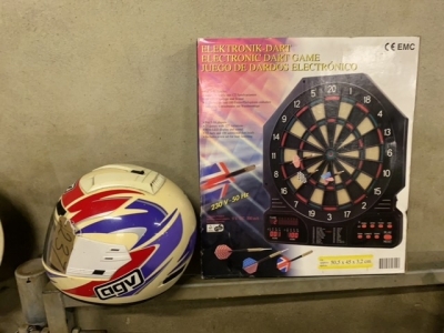 Motor bike helmet & new dart board game