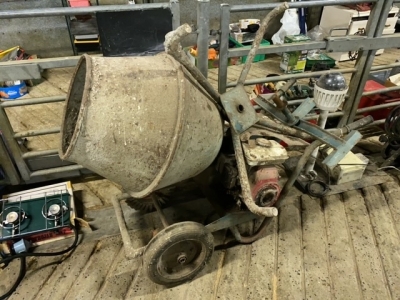 Petrol cement mixer with stand