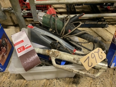 Job lot including angle grinder and new sander belt etc