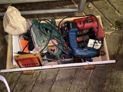 Large lot of electric tools, drill, sander etc