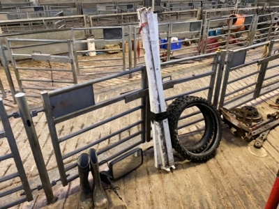 2 motor bike tyres 110 x 90 x 19 + 80 x 100 x 21, 1 lorry mirror and 4 flouresecent lights + size 10 wellingtons