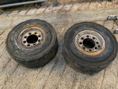 2 x forklift wheels