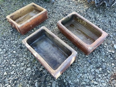 3 x brown belfast sinks