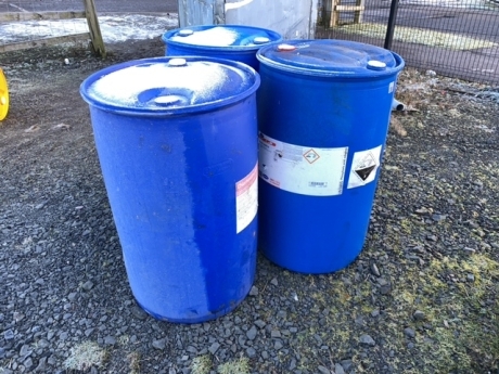 3 blue barrels