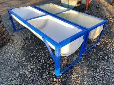 2 x white cattle feed troughs