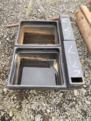 2 x single black plastic water troughs