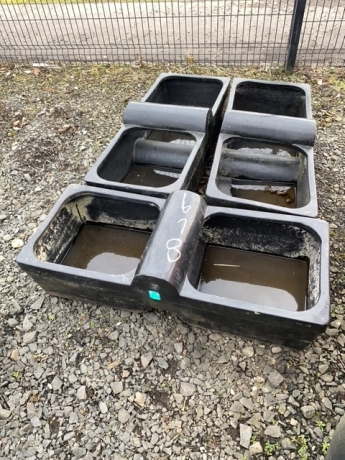 3 x double black plastic water troughs