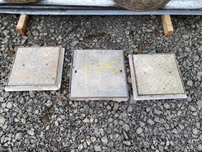 3 x galvanised manhole covers approx 1ft sq