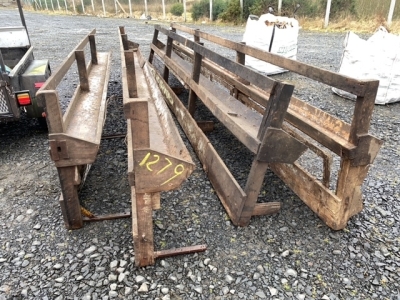 4 x wooden sheep mounted sheep troughs