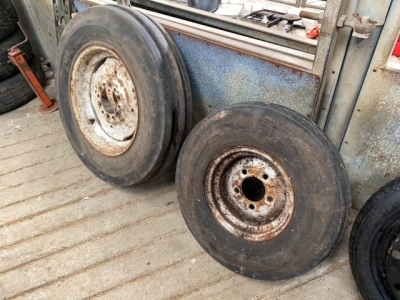 Wheel off Krone Mower & Wheel off Ford Tractor