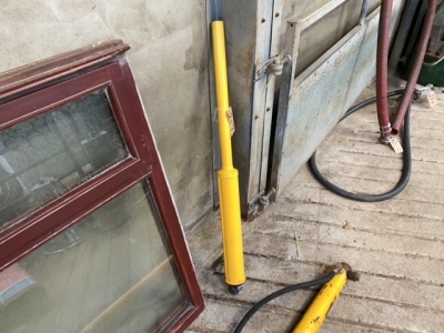 Yellow tractor exhaust