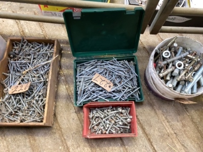 Box lot of nails and tub of screws