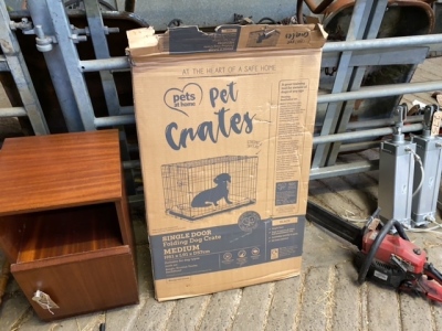 Dog cage in box
