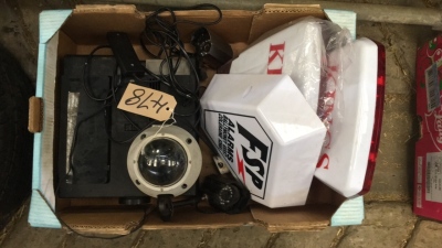 Box lot of alarm cases and camera