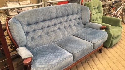 3 Seater blue sofa