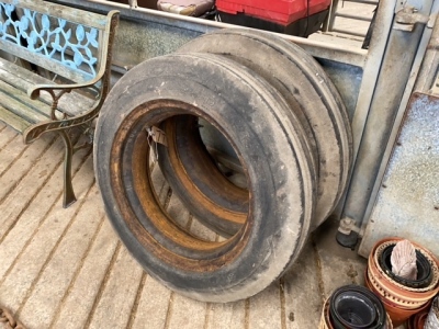 2 x Goodyear diamond tyres 600 -19 with tubes holding air