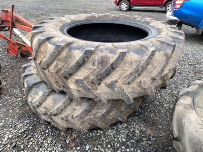 2 x Michelin 20.8-38 agribib tyres 30% grip