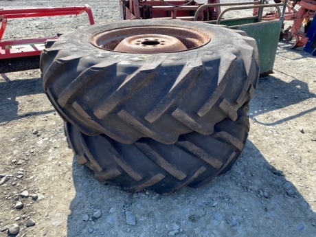 2 x 24' MF industrial wheels complete with tyres 25% grip