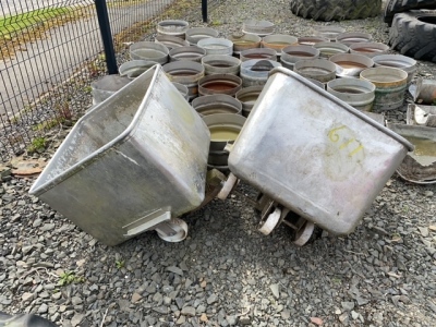 2 x stainless steel mobile tanks approx 2ft sq