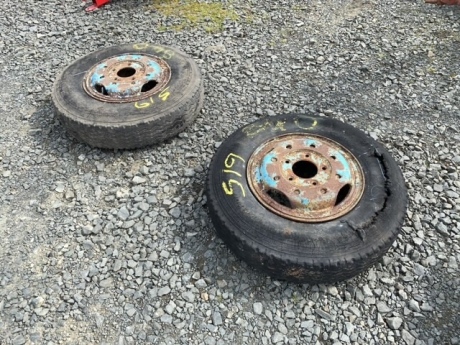 2 x lorry wheels modified to fit weeks trailer