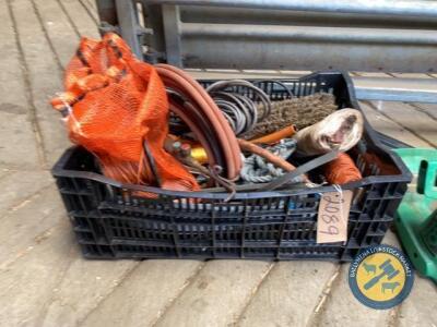 Box lot of electric fence wire, hose, cable etc