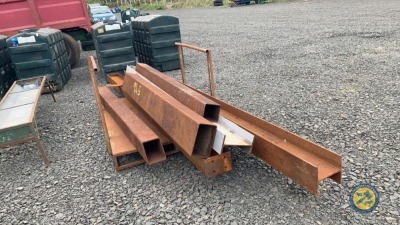 Stillage of RSJ & box of various pieces of steel