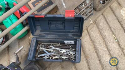 Blue tool box with spanners