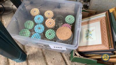 Box lot of jam jars