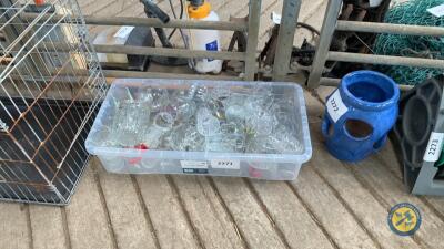 box lot of crystal glassware