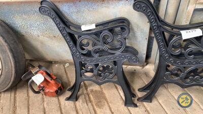 2 x cast iron seat ends