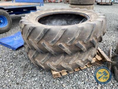 2 x Goodyear 16.9-R38 back tyres with tubes