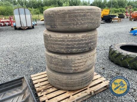 4 x super singles of a Kane bale trailer 8 studd 385-65-22.5