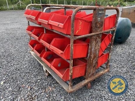 Mobile trolley with plastic parts bins