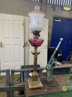 Ruby glass oil lamp