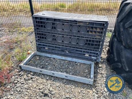 Plastic storage box on galvanised base