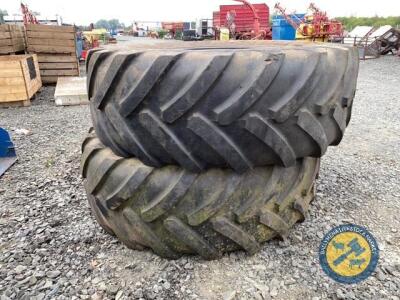 2 x Michelin 710-75-42 rear tractor tyres 40%