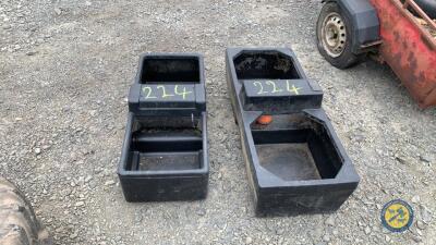 2 x black plastic water trough