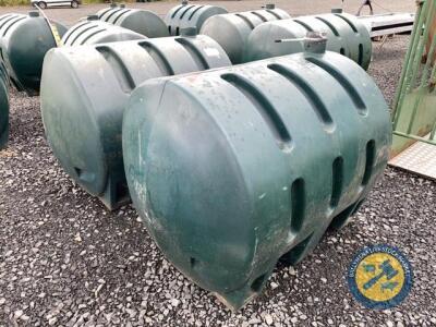 2 x green plastic oil tanks